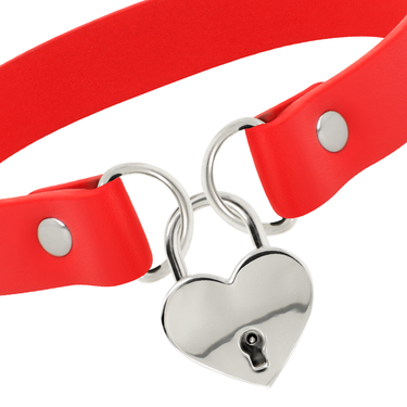 Collana fetish in pelle vegana con cuore e chiave, regolabile